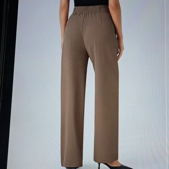 XLARGE.   HALARA SHIRRED BUTTON ZIPPER STRAIGHT LEG PANTS - Picture 2 of 9